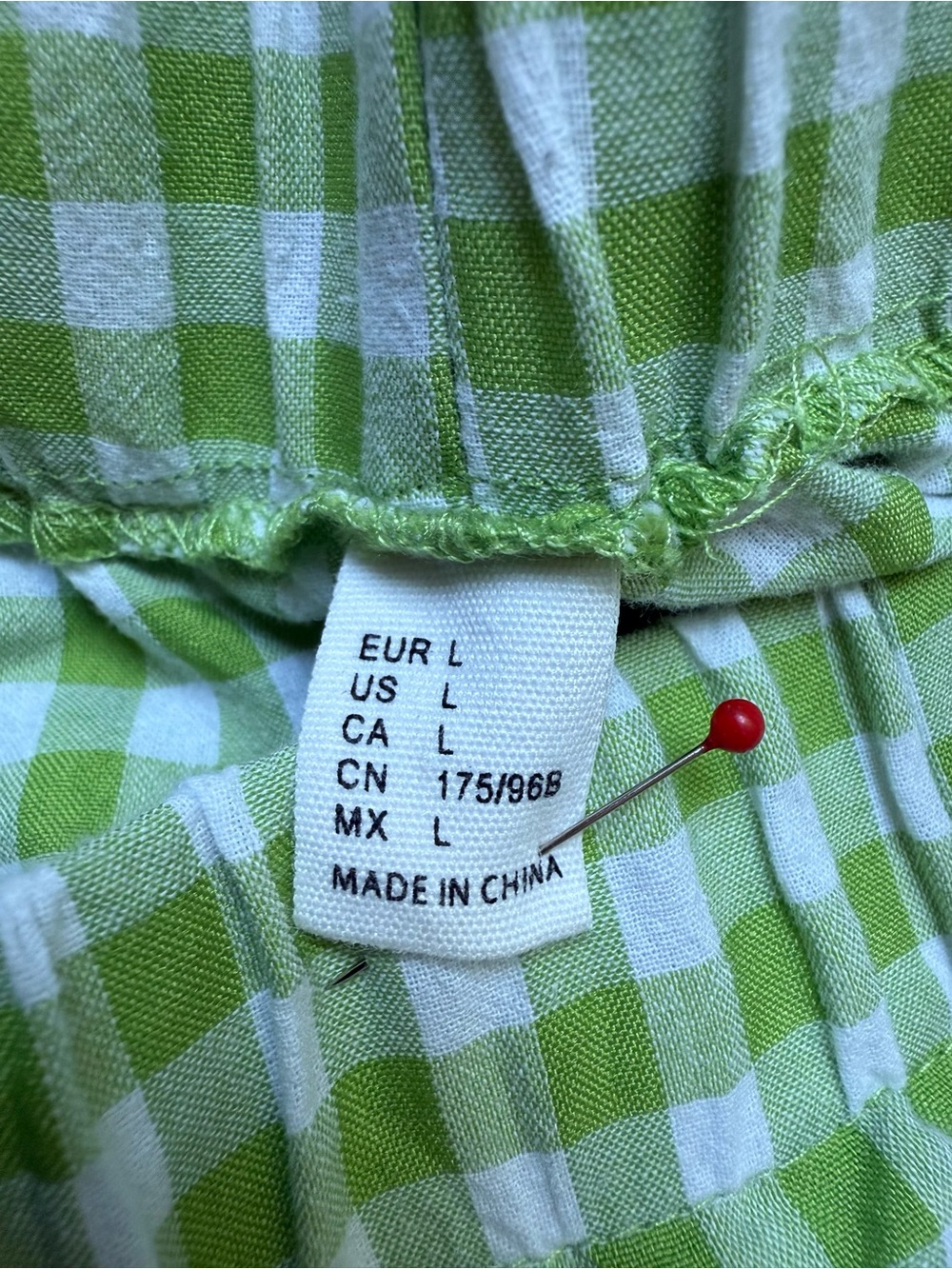Green Gingham Wide-Leg Pants size L wide leg pre-owned with gift . - Picture 9 of 16